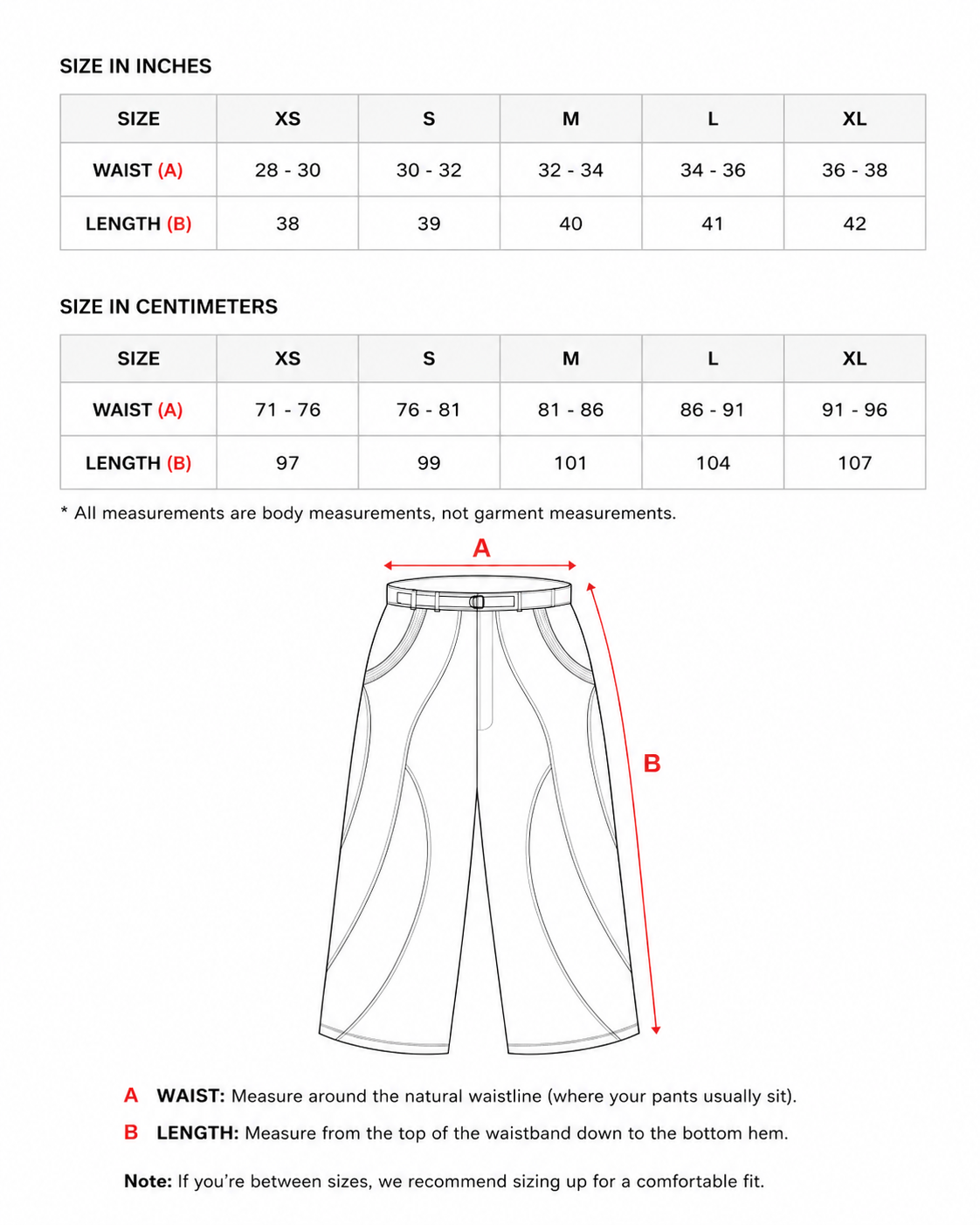 Size chart